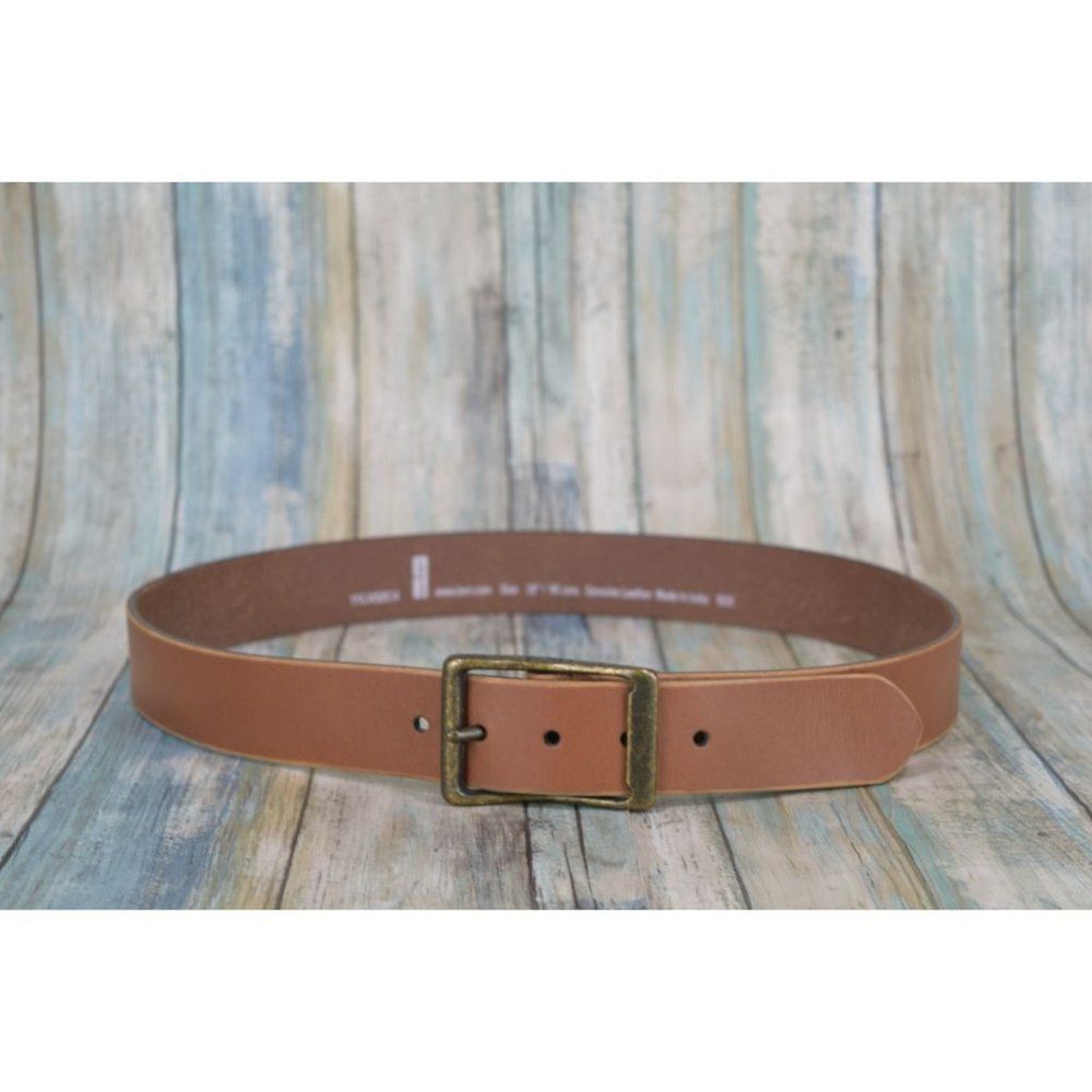 New Levi's Brown Smooth Leather Belt Size 38 Brass Buckle Made In India